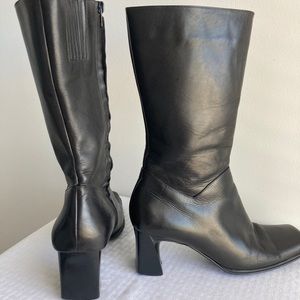 Carlos Falchi black leather boots size 10 women’s